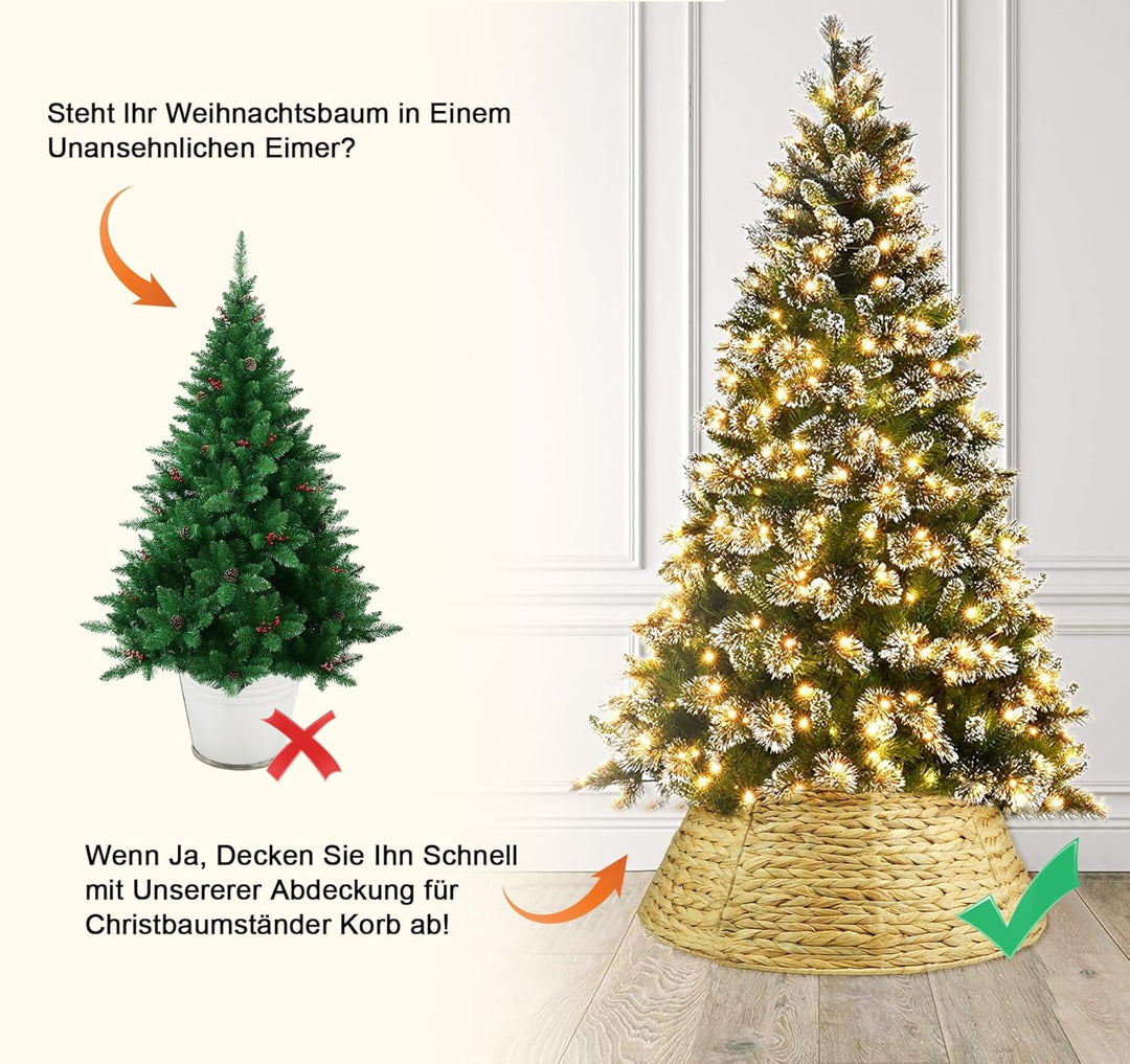 Korb für Tannenbaumständer, Weihnachtsbaumständer Abdeckung Korb, Weihnachtsbaum Rock aus Wasserhyaz