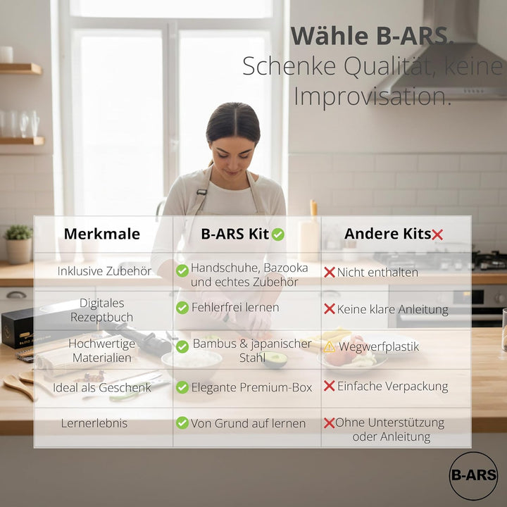 B-ARS Sushi Set-Sushi Matte-Sushi Set Zum Selber Machen-Sushi Rollmatte-Sushi Maker Set-Sushi Kit-Su
