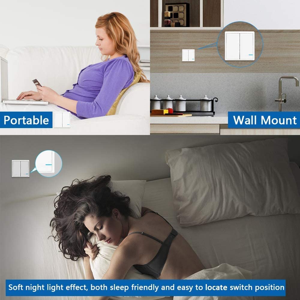 Lichtschalter Set, Thinkbee Funkschalter mit Empfänger Wasserdichter Wireless Lichtschalter Fernbedi