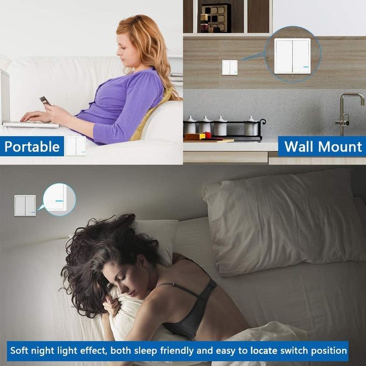 Lichtschalter Set, Thinkbee Funkschalter mit Empfänger Wasserdichter Wireless Lichtschalter Fernbedi