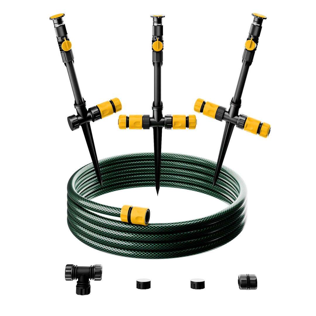 RESTMO Rasensprenger mit Erdspiess zur Gartenbewässerung, Mehrfach einstellbares Rasensprinkler, Fle
