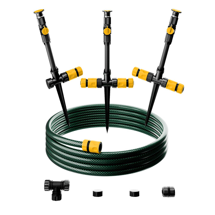 RESTMO Rasensprenger mit Erdspiess zur Gartenbewässerung, Mehrfach einstellbares Rasensprinkler, Fle