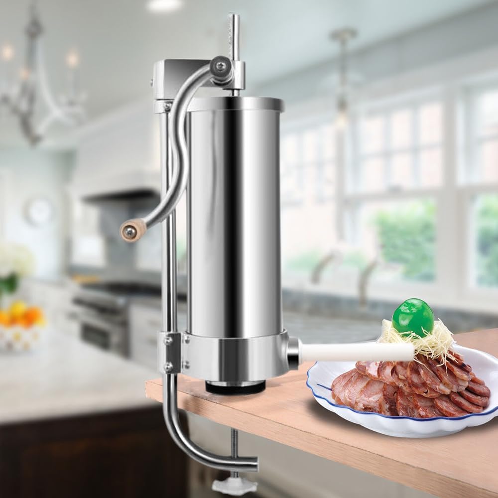 Wurstmaschine, vertikal, 3 l, aus lebensmittelechtem Edelstahl, manueller Füller mit Befestigungsmut