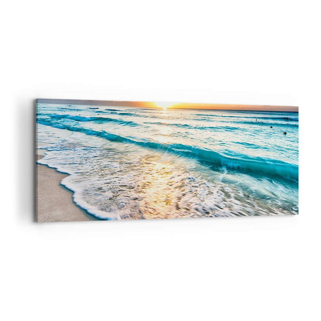 Wandbilder Dekoration Wohnzimmer Meer Welle Strand Panorama Bilder auf Leinwand 120x50cm Leinwandbil