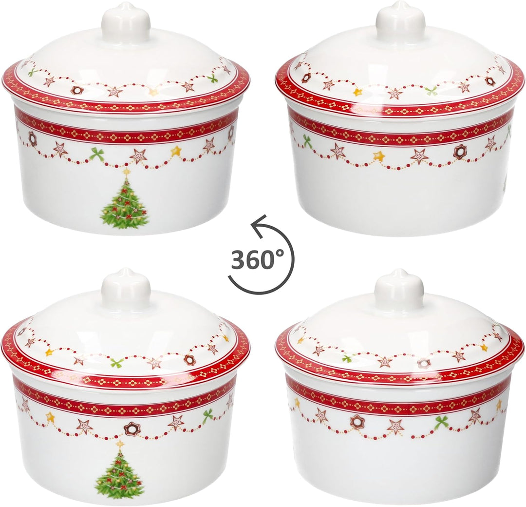 MamboCat Weihnachtstraum Gebäckdose mit Deckel I 960ml I runde Keksbox mit Weihnachtsdekor I Vorrats