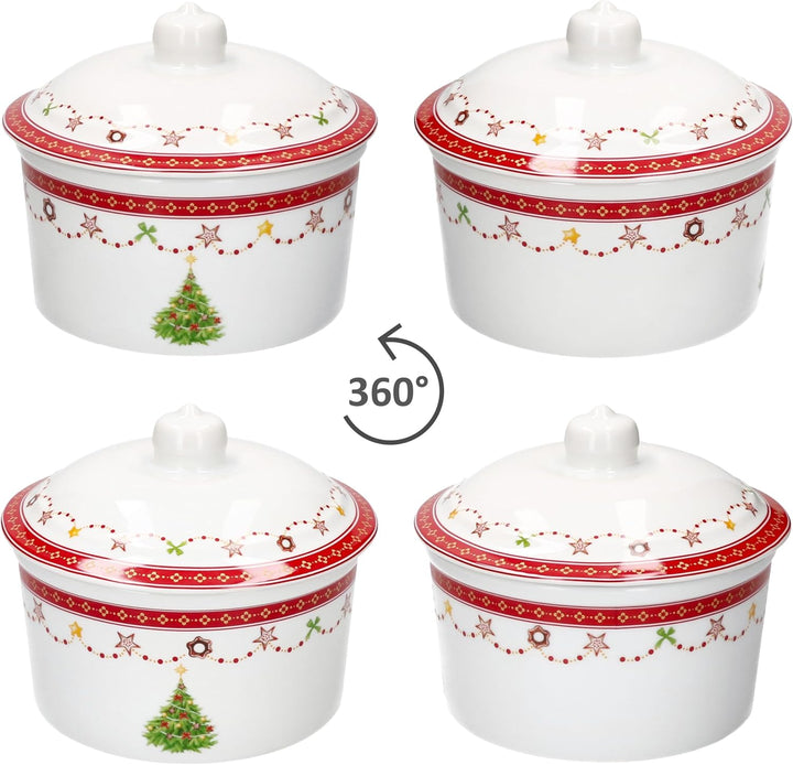 MamboCat Weihnachtstraum Gebäckdose mit Deckel I 960ml I runde Keksbox mit Weihnachtsdekor I Vorrats
