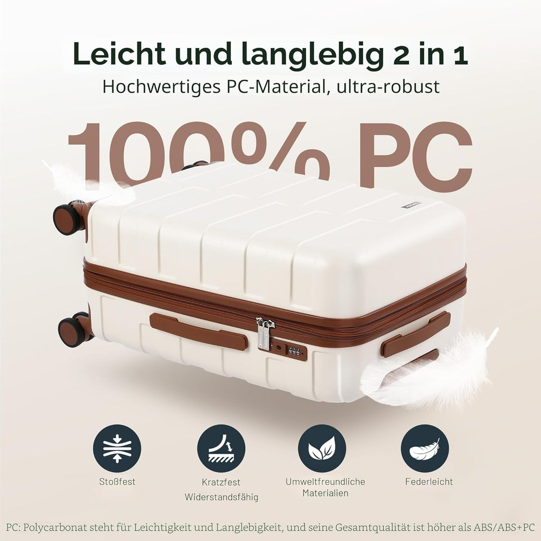 Kofferset Hartschale (3 Jahre VIP-Service) Leicht 100% PC Ultra-Langlebige Erweiterbar Trolley Handg