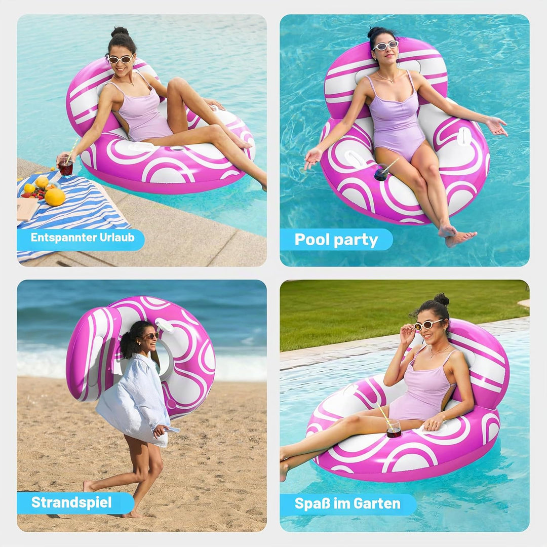 Sloosh aufblasbare Pool Float mit grosser Rückenlehne, Riesige Wasser Pool Luftmatratze Pool Schwimm