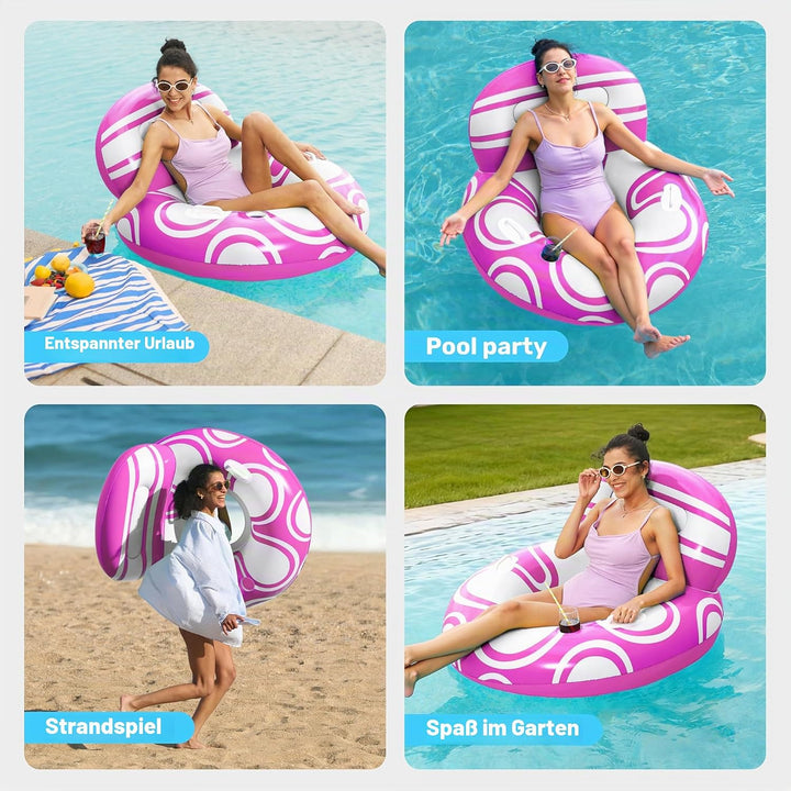 Sloosh aufblasbare Pool Float mit grosser Rückenlehne, Riesige Wasser Pool Luftmatratze Pool Schwimm