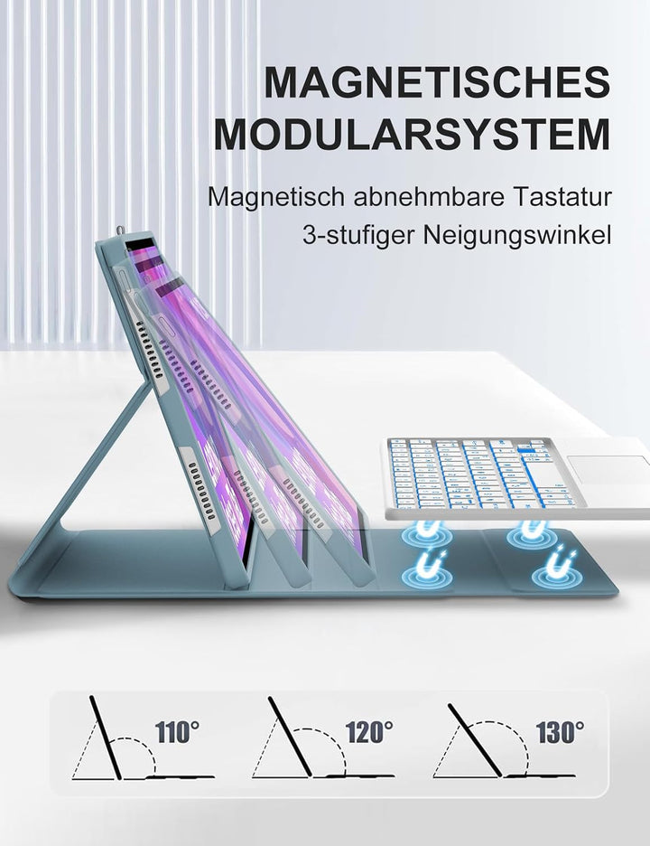 JADEMALL Für Lenovo Idea Tab 11 Hülle mit Touchpad &amp; Beleuchtung QWERTZ | Mit 7-Farben Beleuchtung &amp;