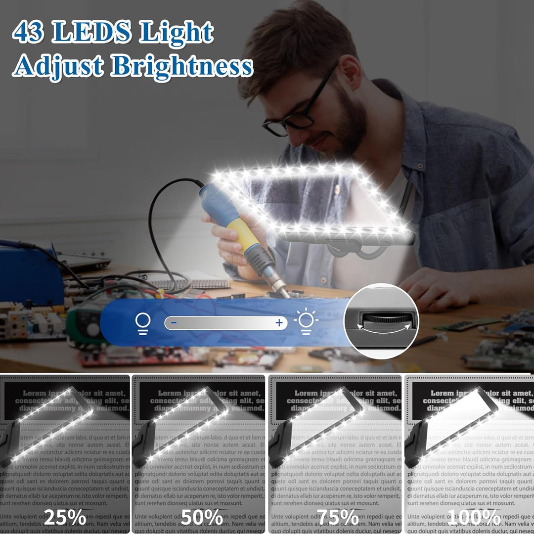 NZQXJXZ 5X Hands Free Lupe mit Licht hängenden Hals, 43 LED Flexible Schwanenhals Full Page Vergröss
