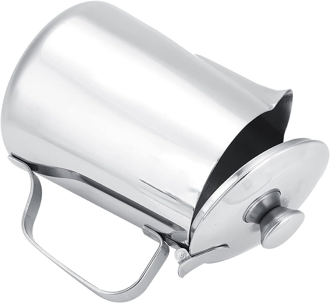 Creamer Dispenser, Edelstahl-Kaffeetasse, Milchaufschäumkrug, mit Deckel für Latte Art, 2000 Ml, Kun