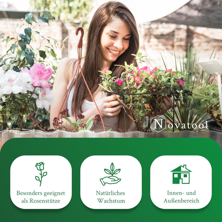 Novatool 10 Strauchstütze Metall halbrund 40 cm Ø70 cm hoch grün Staudenhalter Blumenhalter Rankenge