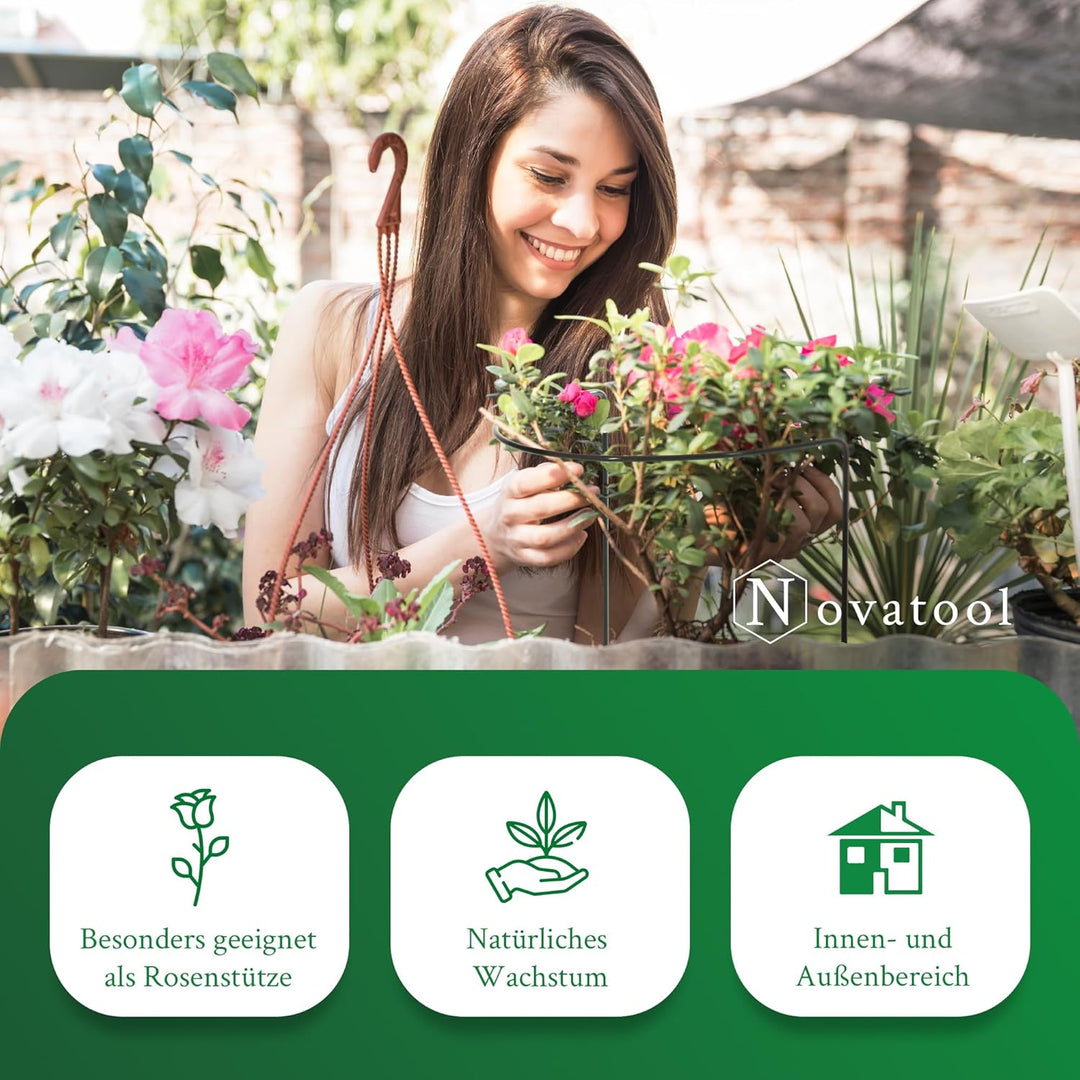 Novatool 2 Strauchstütze 100 cm hoch halbrund 40 cm grün Staudenhalter Blumenhalter Rankengewächs Pf