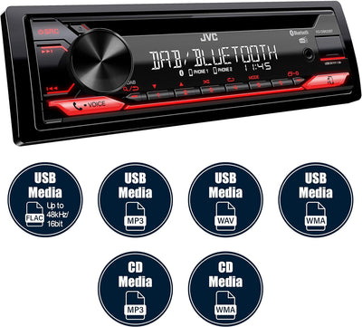 JVC KD-DB622BT CD-Autoradio mit DAB+ und Bluetooth Freisprecheinrichtung (Soundprozessor, USB, AUX-I
