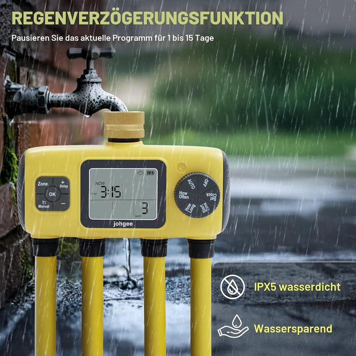Bewässerungscomputer 4 Ausgänge mit Messing Einlass, 4 Zone Bewässerungsprogramme Garten Bewässerung