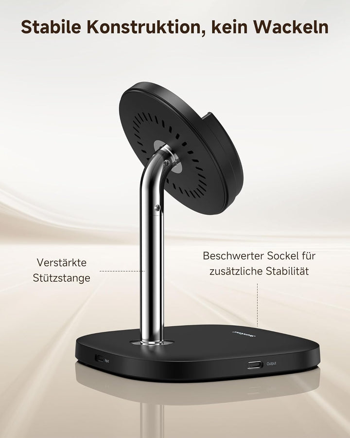 SwanScout Magnetisches Induktive Ladegerät für iPhone 17/Air/16/15/14/13/12, Ladeständer Ladestation