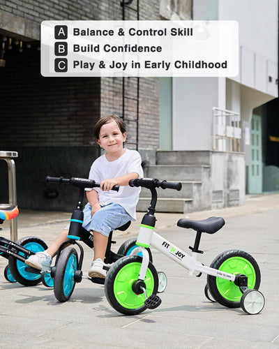 UBRAVOO Fit 'n Joy Kinderfahrrad Fahrräder, 4-in-1 Laufrad für Kinder mit Pedalen und Stützrädern, T