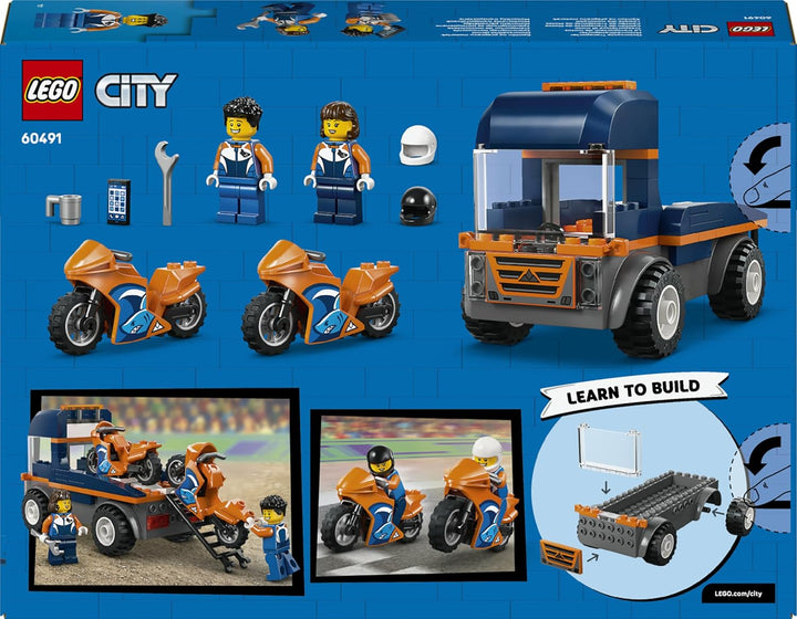 LEGO City Motorradtransporter - Spielzeug zur Förderung der Feinmotorik mit Transporter, 2 Motorräde