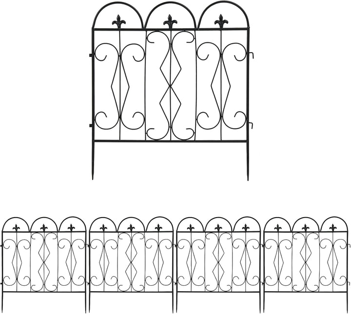 unho 5 Stück Gartenzaun Metall, Teichzaun Set Metallzaun Zaun für den Garten, Gitterzaun Set Oberbog