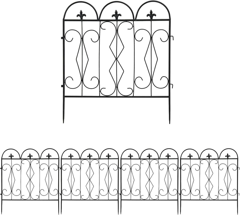 unho 5 Stück Gartenzaun Metall, Teichzaun Set Metallzaun Zaun für den Garten, Gitterzaun Set Oberbog