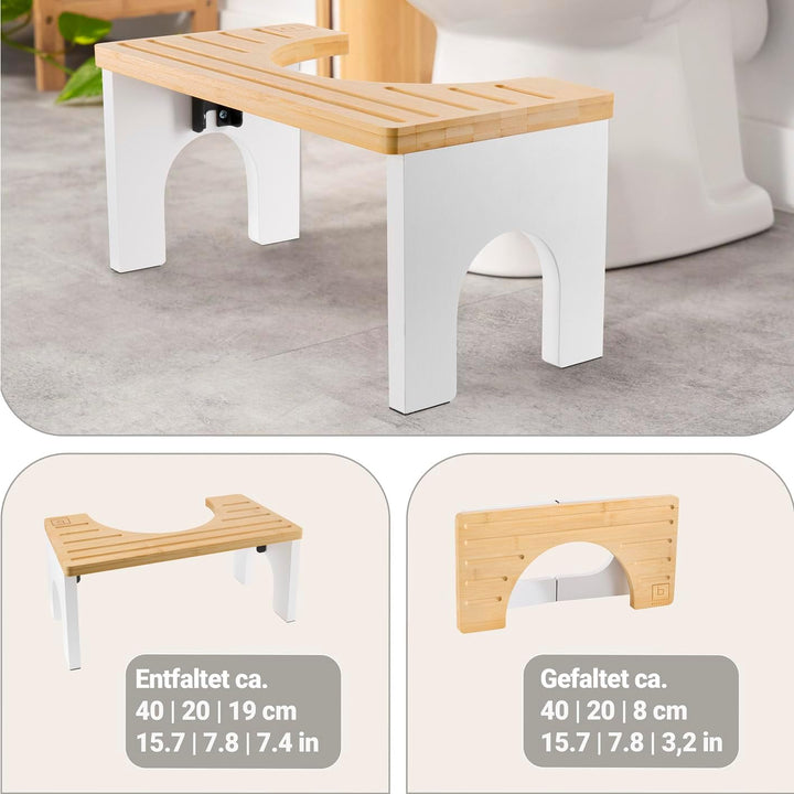 BENKSTEIN Toilettenhocker Erwachsene - Toilettenhocker Holz - Klohocker Toiletten Hocker - WC Hocker