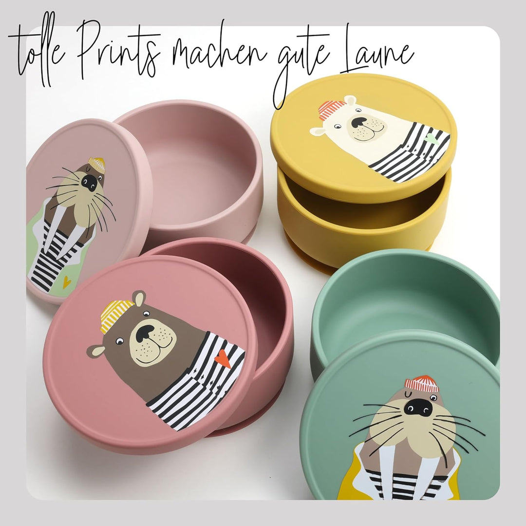 So&amp;So Silikon Geschirr Set für Babys, hochwertiges BLW Baby Geschirrset mit Saugnapf, Deckel, Becher