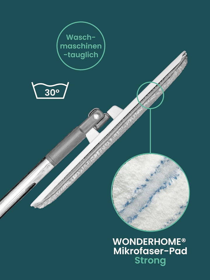 SuperStrong Ersatzpad 4er Pack für Wonderhome Mop mit Reinigungseimer - 2 seitige Laschen - geeignet