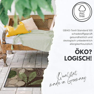 Salonloewe Fussmatte waschbar Alpenglück Herzen 60x180 cm Wohn-Teppich Flur-Läufer grau-beige Landha