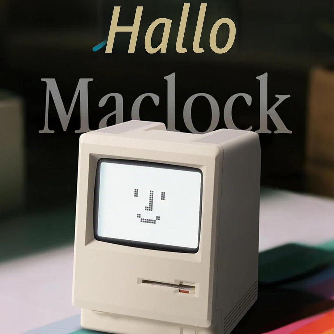 Maclock WB-8 Retro-Pixel-Wecker, elektronische Digitaluhr im Stil eines Computers aus den 80er Jahre
