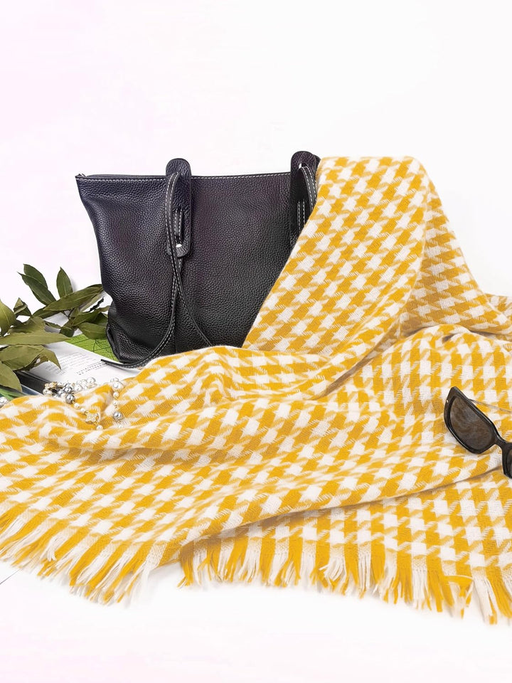 GLORIS Warmer Kaschmir Schal Herbst Winter Hahnentritt Schal/XL Stola Umschlagtuch Warm Pashmina Sch