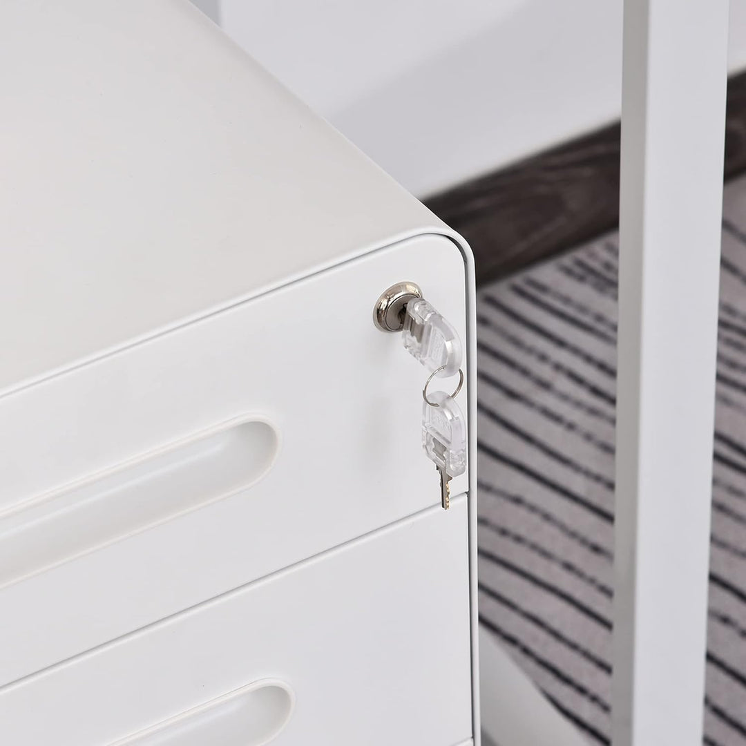 Vinsetto Rollcontainer Aktenschrank Bürocontainer mit 3 Schubladen Büroschrank Aufbewahrung Containe