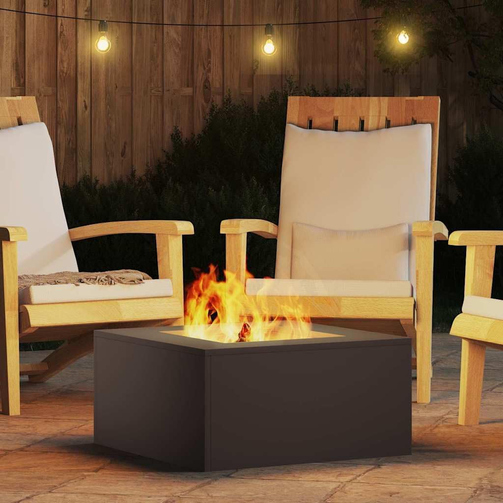 vidaXL Feuerstelle Schwarz 60 x 60 x 30 cm Stahl, Feuerstelle für draussen, rechteckig und tragbar,