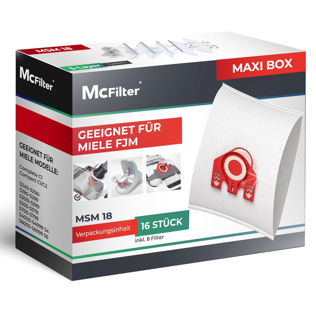 McFilter I 16 Staubsaugerbeutel geeignet für Miele Staubsauger FJM I passend für S511, S512-1, S548