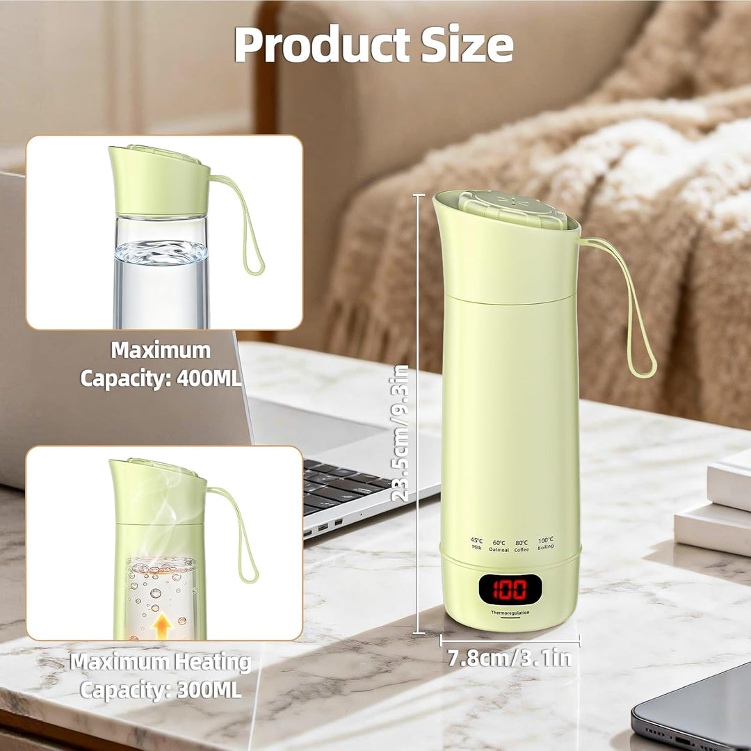 Kssvzz Elektrischer Reisewasserkocher Klein 400ml, Mini Wasserkocher mit 4 Temperatureinstellung, Tr