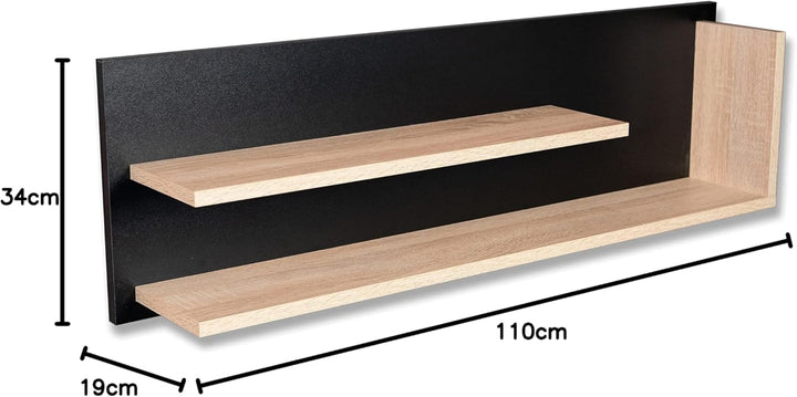 STEMA Seyfried Wandregal Louie in Sonoma Eiche - 1100x340x190 Wandboard, Schweberegal, Hängeregal, S