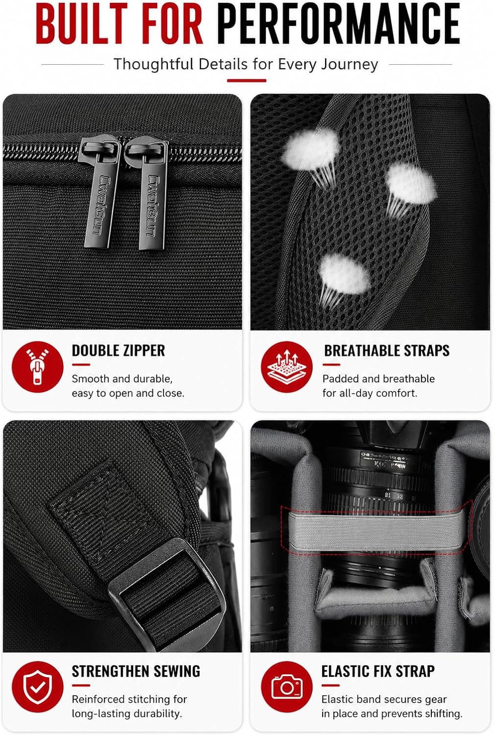Cwatcun Kamerarucksack Wasserbeständig Fotorucksack Professioneller Kameratasche für spiegellose DSL