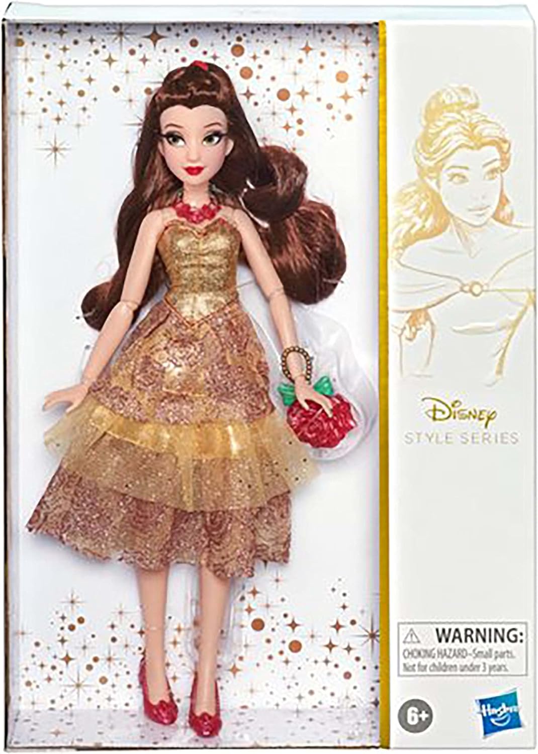 Hasbro Disney Prinzessinnen E83985X0 Disney Prinzessin Style Serie, Belle Modepuppe, mit glitzerndem