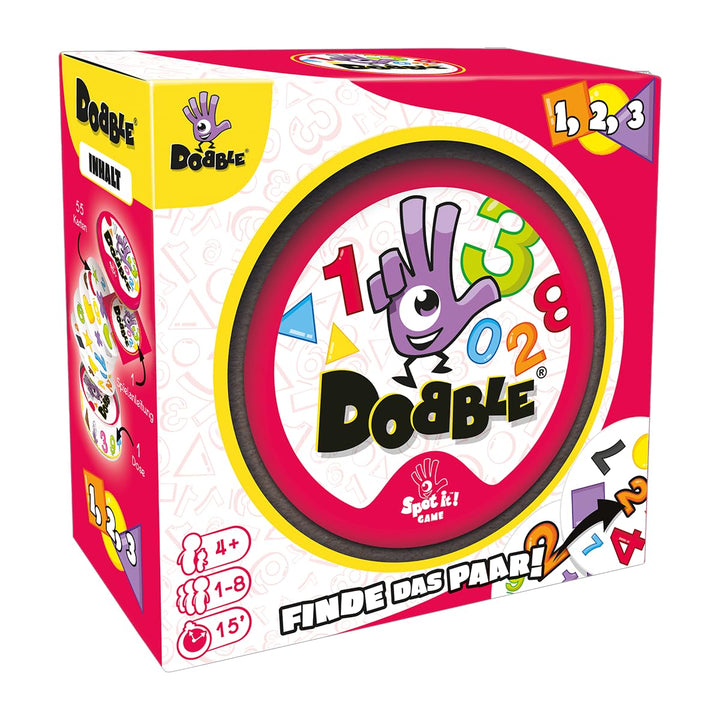 Zygomatic, Dobble 1,2,3, Eco-Sleeves, Kinderspiel, Kartenspiel, 1-5 Spieler, Ab 3+ Jahren, 10 Minute