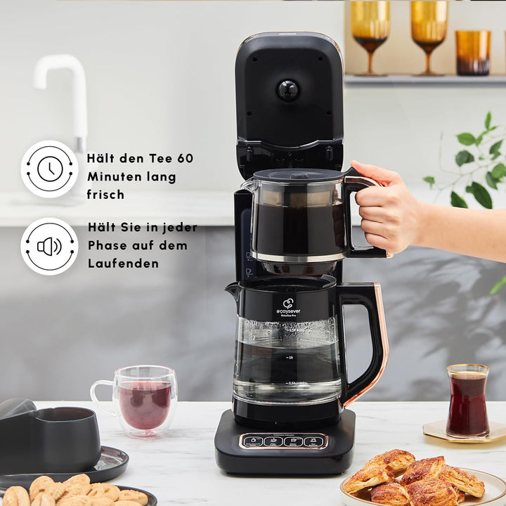 Karaca Teekocher Robotea Pro 4 in 1 sprechender Automatik-Teekocher Wasserkocher und Filterkaffeebrü