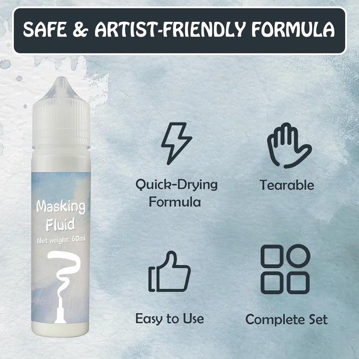 Blaue und weisse Abdeckflüssigkeit für Aquarellmalerei, 120 ml, beständige Tinte und Giessfarbe, Aqu