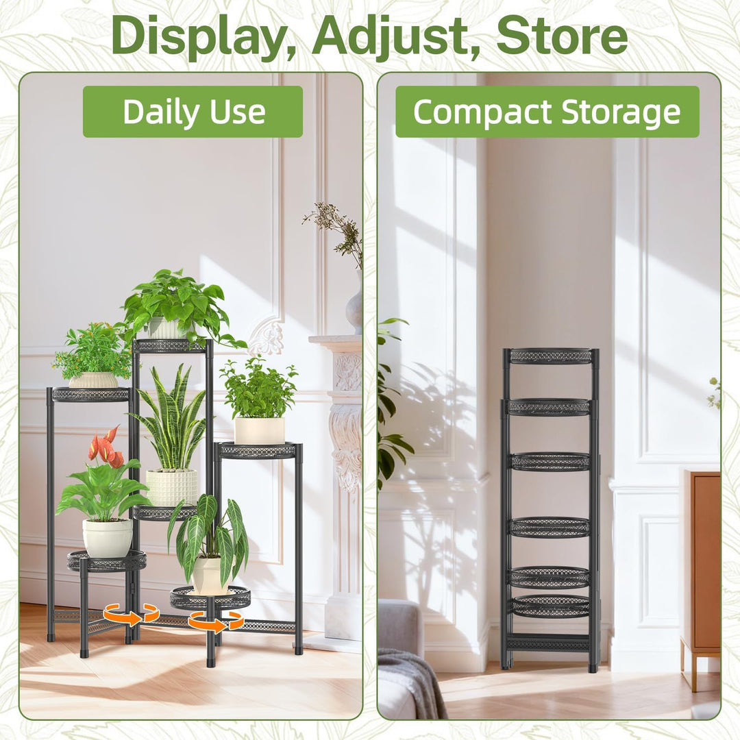 iDavosic.ly Pflanzenständer Metall mit 6 Etagen, Blumenständer Pflanzenregal Blumenregal Indoor Outd