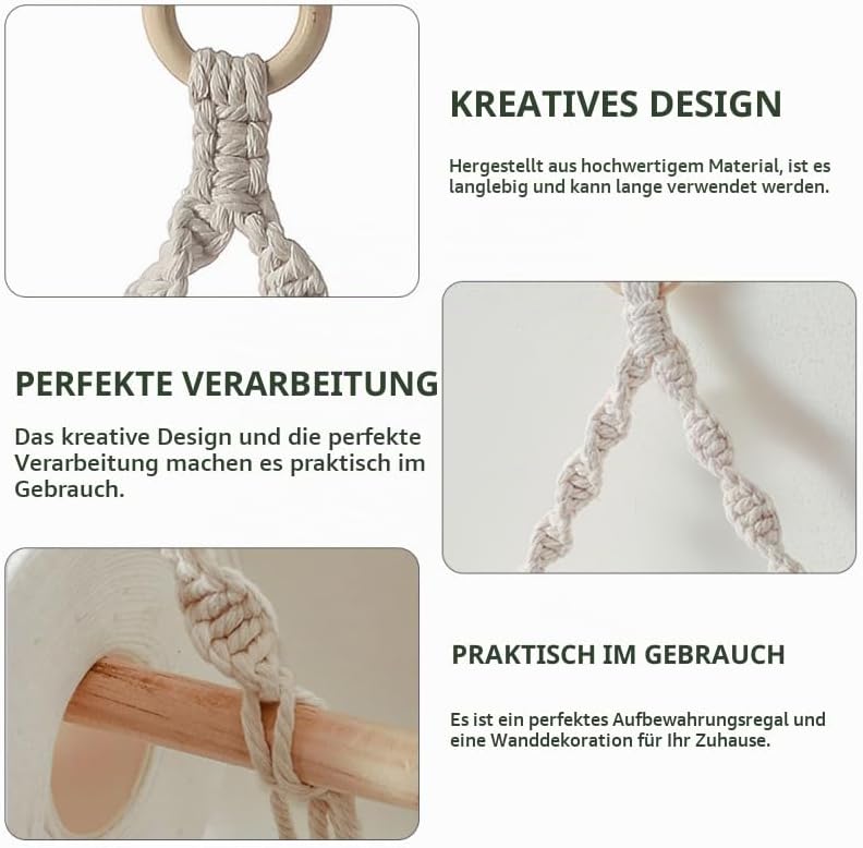 Cabilock Bohemian Makramee Handtuchhalter Aus Baumwollfaden 40X40Cm Wandbehang Für Badezimmer Deko U