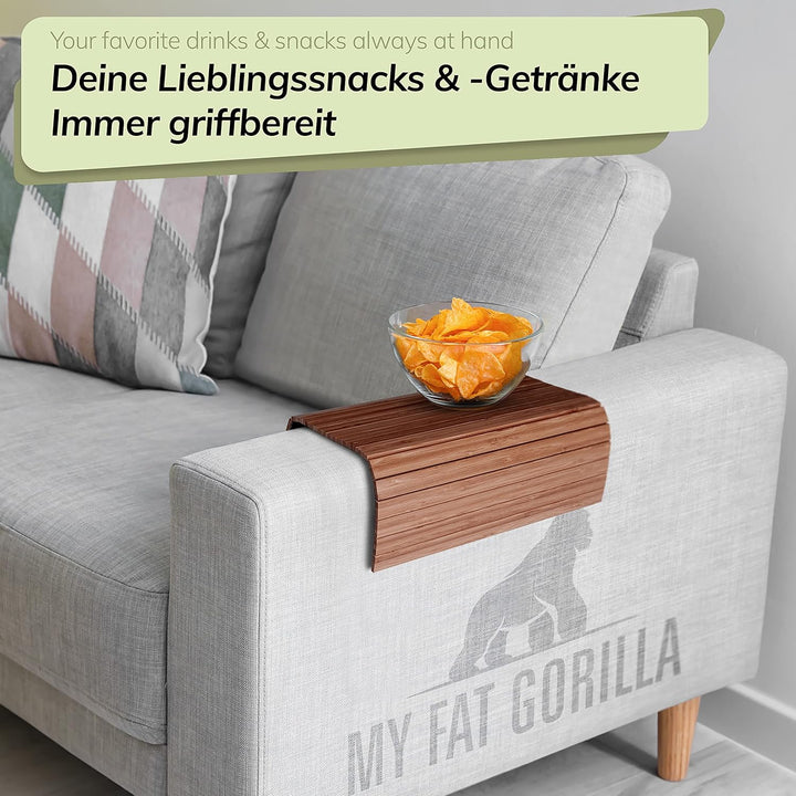 BAM BOO BOX Sofatablett aus Bambus - Couch Tablett flexibel - Sofatablett Armlehne - Sofa Tablett Ho
