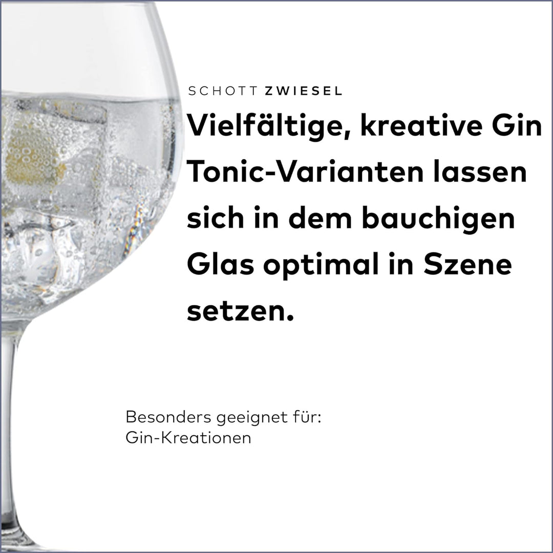 SCHOTT ZWIESEL Gin Tonic Glas Bar Special (4er-Set), bauchige Longdrinkgläser für Gin Tonic, spülmas