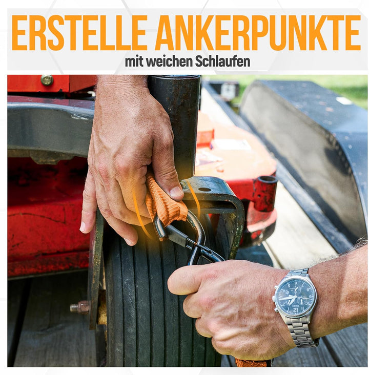 FORTEM Spanngurte mit Ratsche, 2362kg Bruchlast, 4X 3,04m Profi Gurte, 4X Weiche Schlaufen, Gummibes