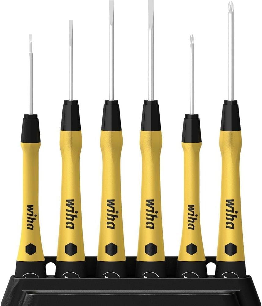 Wiha Feinschraubendreher Set 7-tlg. PicoFinish® ESD I inkl. Halter zum Aufhängen oder Stellen I Schl