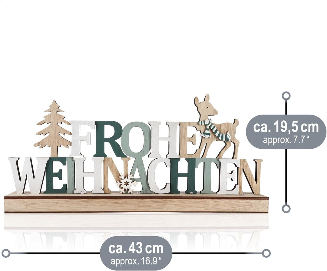 COM-FOUR® LED Deko Aufsteller aus Holz - beleuchteter Schriftzug auf Holzsockel - Deko-Schriftzug zu