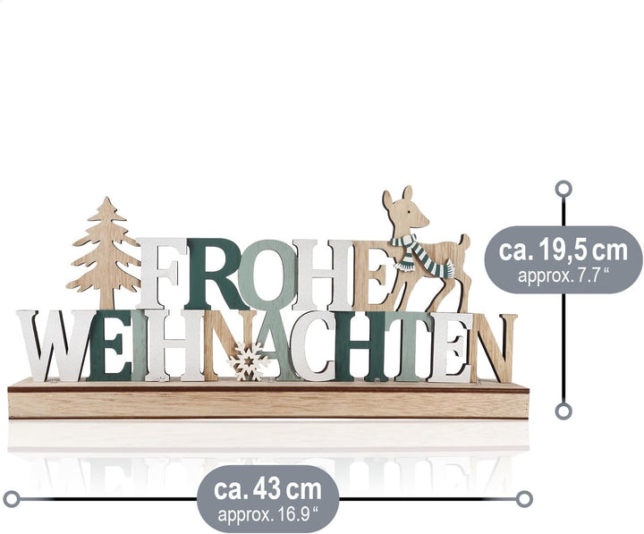 COM-FOUR® LED Deko Aufsteller aus Holz - beleuchteter Schriftzug auf Holzsockel - Deko-Schriftzug zu