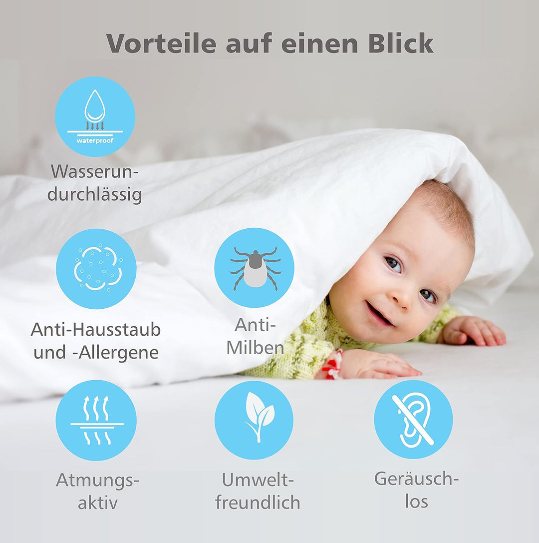 Spannbettlaken mit integriertem Matratzenschoner 60 x 120 cm (Flieder) für Babybett 60x120 cm (1er P